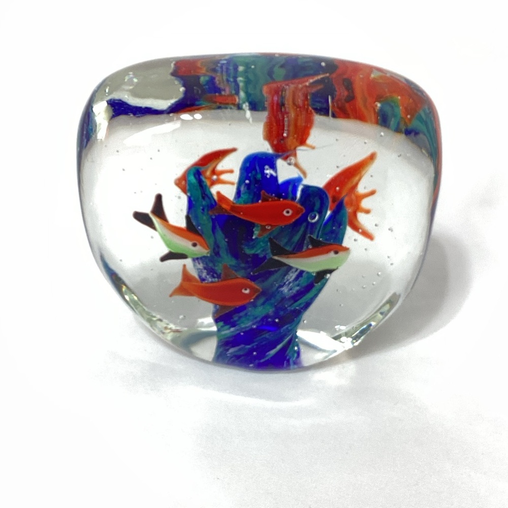 Glass Paperweight With Fish A